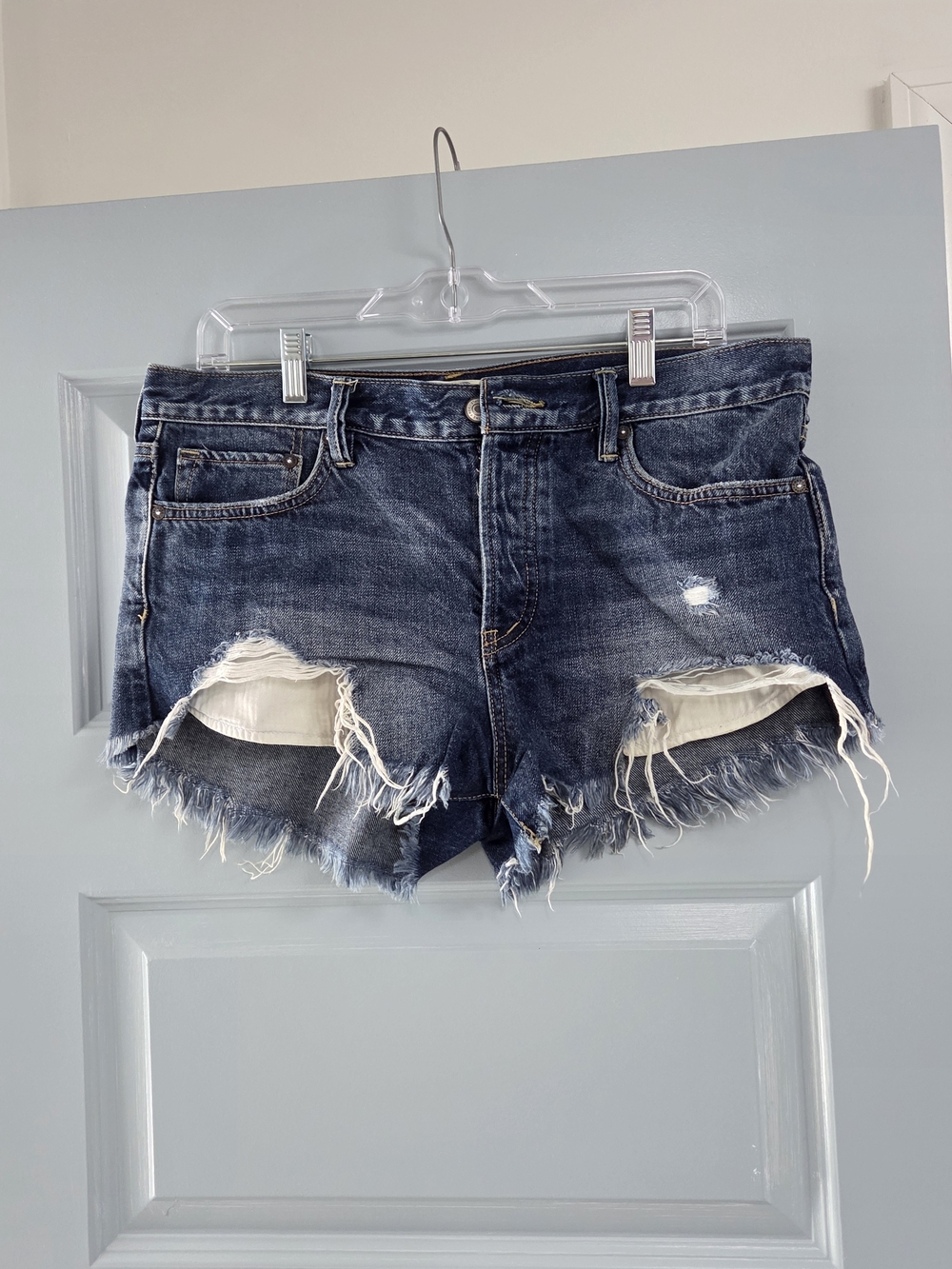 Free People Festival Shorts Distressed Denim Shorts - Dark Indigo